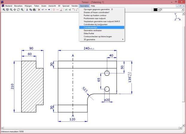 TensorCAD voorbeeldscherm